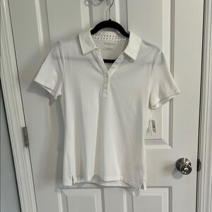 Talbots White Collared Knit Top